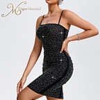 sexy rhinestone black dress